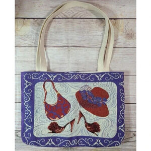 Red Hat Society Paint the Town Red Tapestry Shoulder Tote Bag Lined Made in USA